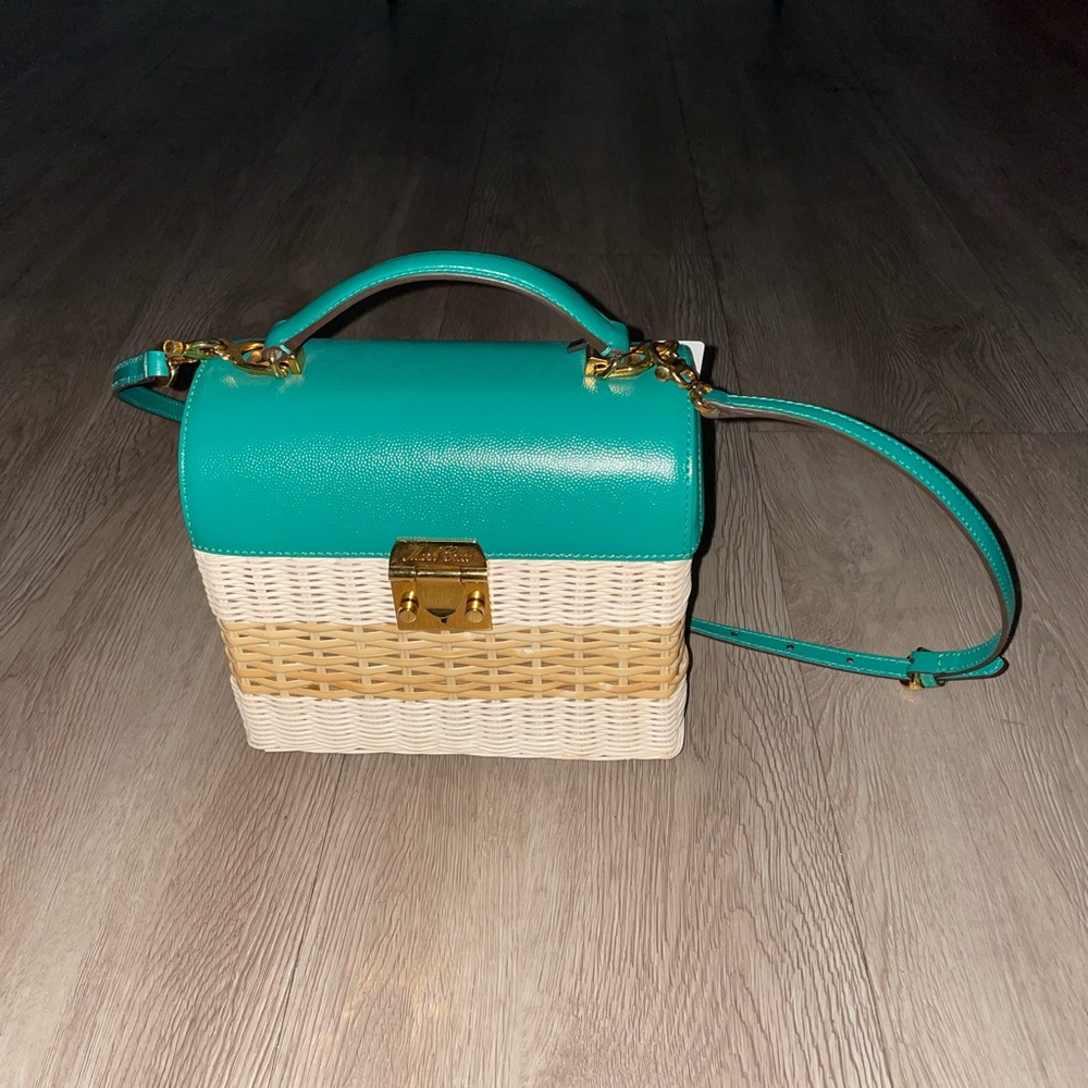 Mark Cross Elegant Teal and Beige Crossbody Bag